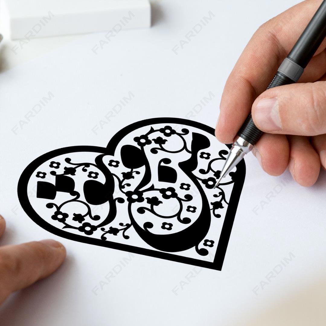 طرح وکتور تایپوگرافی و حروف نگاری خوشنویسی شده ( من و تو )